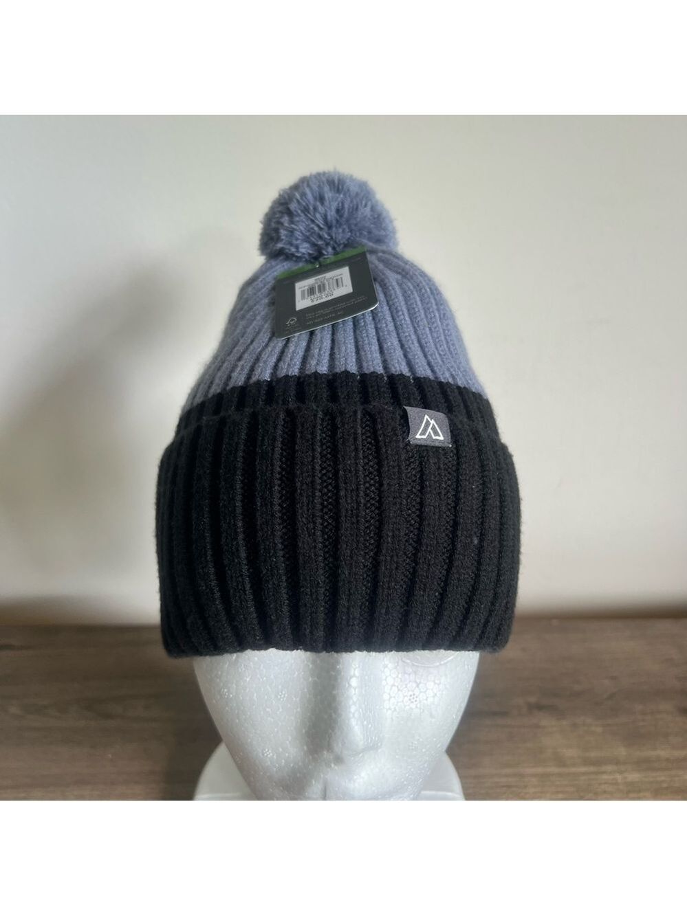Alpine Design Colorblock Grey Black Cuffed Pom Beanie SKU#H2479